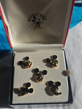 Napier Gold and Black Mickey Mouse Enamel Charm/Pendant Set